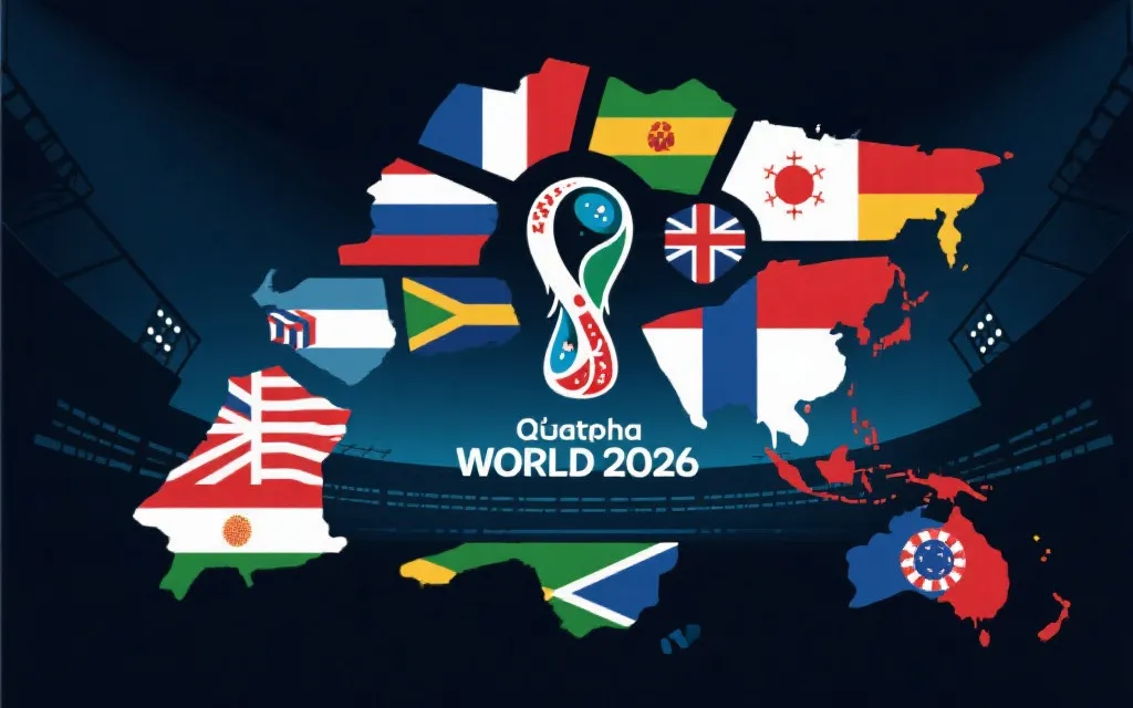 世界杯 2026 晋级版图与球队剪影示意图